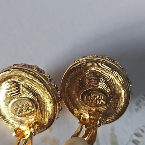 Joan Rivers Gold Plated Pink Crystal Clip Earrings - Picture 3 of 3